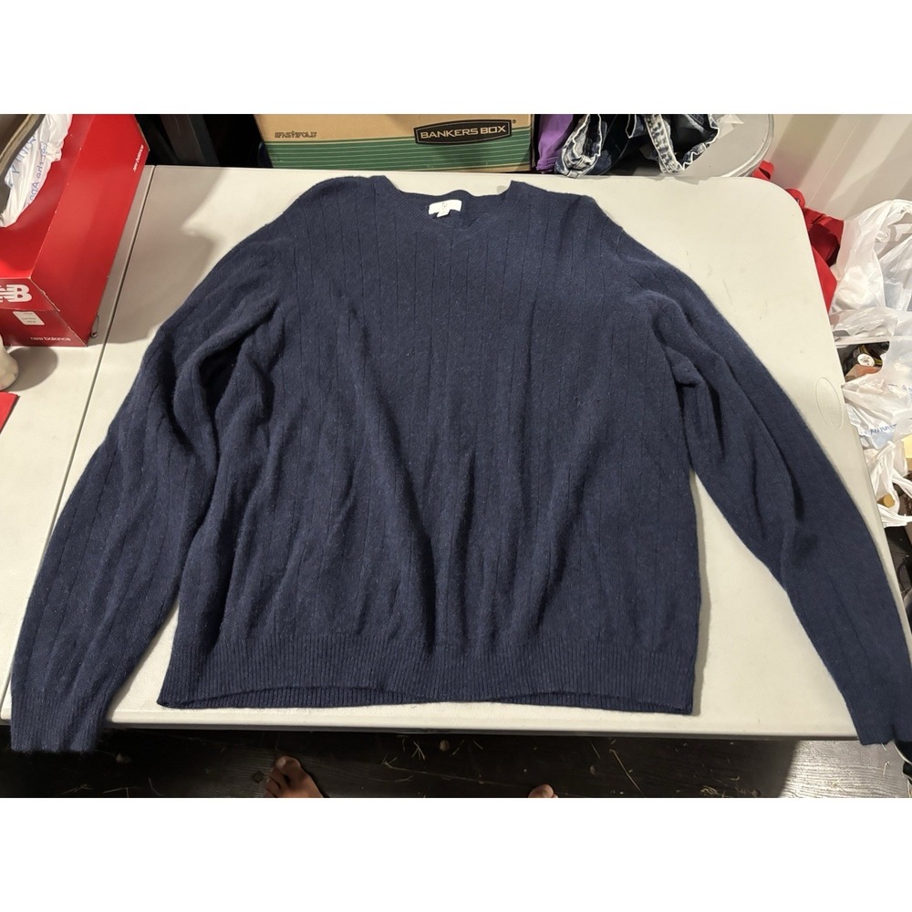 Apt. 9 mens Navy V-neck 100% cashmere sweater XXL